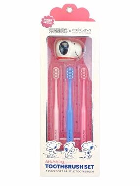 ✏️Peanuts x Célavi Kids 3-Piece Toothbrush Set - Pink & Blue
